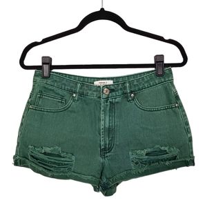 FOREVER 21 Green Distressed Colored Denim Jean Shorts 26